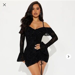 Fashion Nova Elegant Black Lace Dress